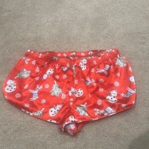 Festive Red Snowman Pajama Shorts